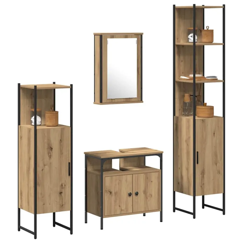Vonios baldų rinkinys 4 pcs artisano ąžuolo Apdirbta mediena