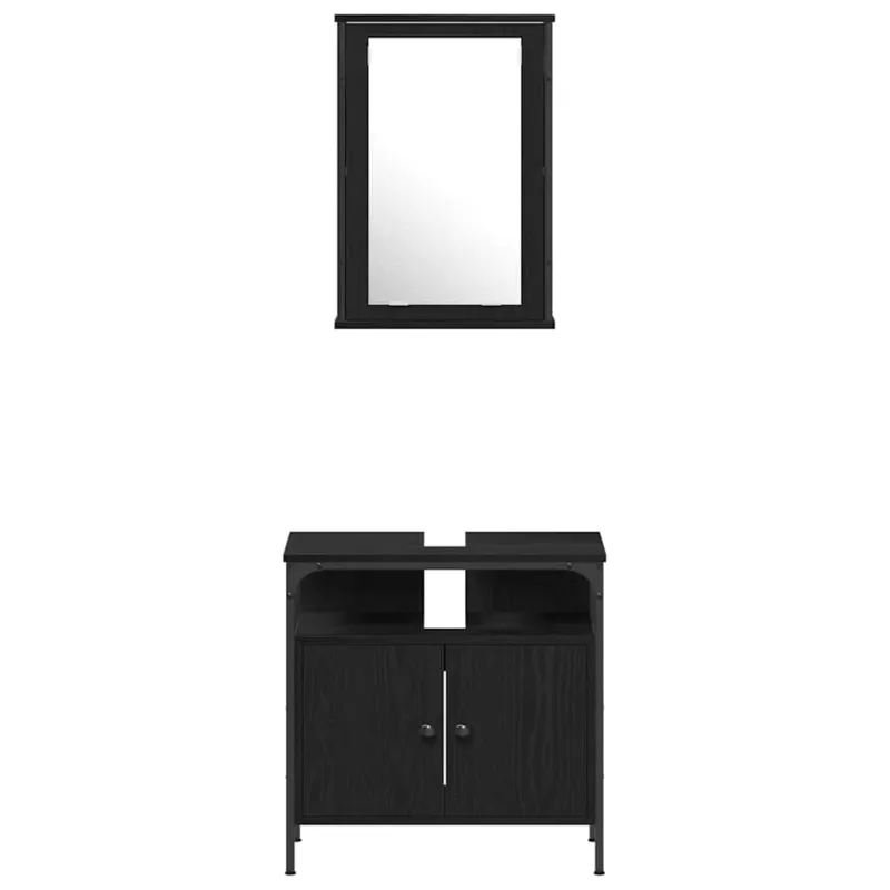 Vonios baldų rinkinys 4 pcs juoda ąžuolo Apdirbta mediena