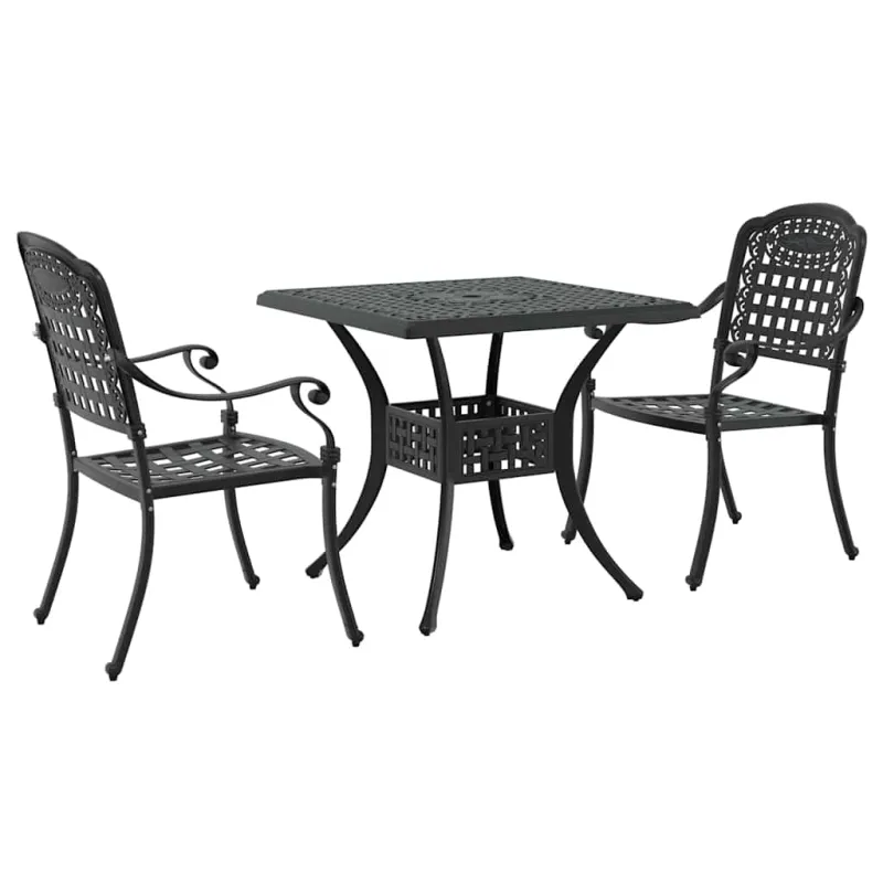 Sodo stalo komplektas 3 pcs Juoda Liejamasis aliuminis