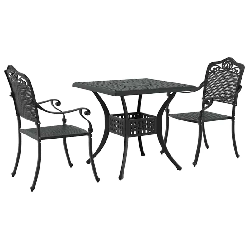 Sodo stalo komplektas 3 pcs Juoda Liejamasis aliuminis