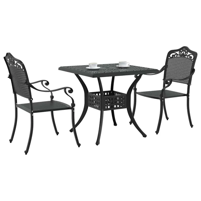 Sodo stalo komplektas 3 pcs Juoda Liejamasis aliuminis