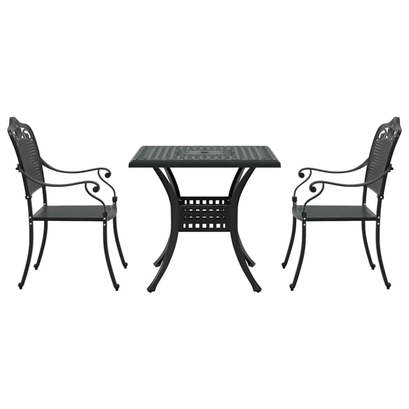 Sodo stalo komplektas 3 pcs Juoda Liejamasis aliuminis
