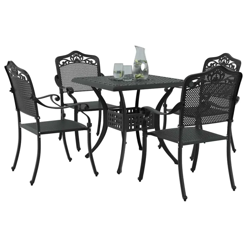 Sodo stalo komplektas 5 pcs Juoda Liejamasis aliuminis