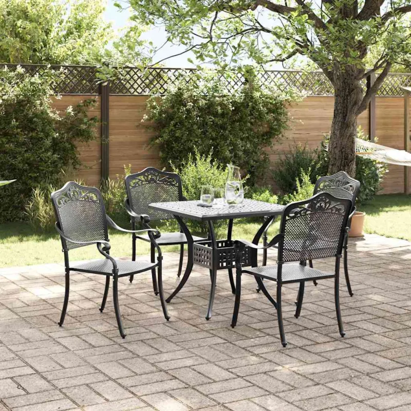 Sodo stalo komplektas 5 pcs Juoda Liejamasis aliuminis