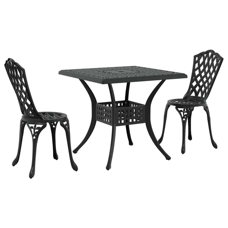 Sodo stalo komplektas 3 pcs Juoda Liejamasis aliuminis