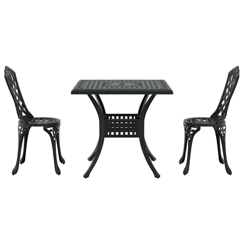 Sodo stalo komplektas 3 pcs Juoda Liejamasis aliuminis
