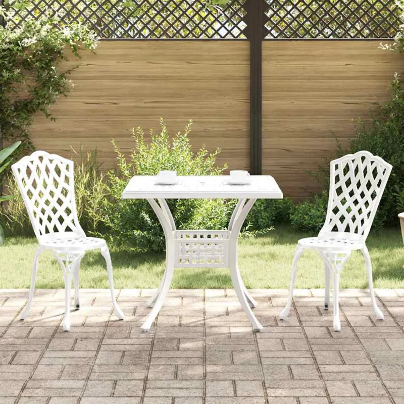 Sodo stalo komplektas 3 pcs Balta Liejamasis aliuminis