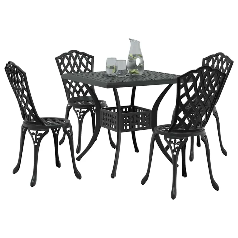 Sodo stalo komplektas 5 pcs Juoda Liejamasis aliuminis