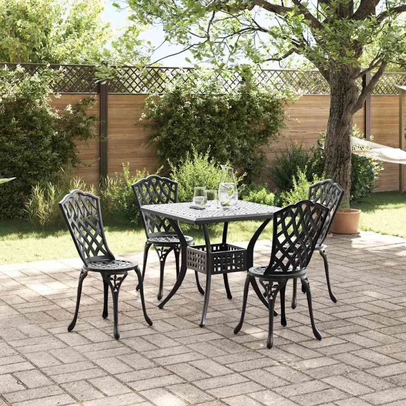 Sodo stalo komplektas 5 pcs Juoda Liejamasis aliuminis