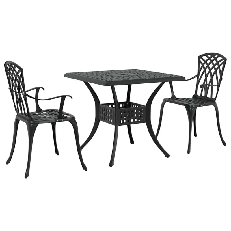 Sodo stalo komplektas 3 pcs Juoda Liejamasis aliuminis