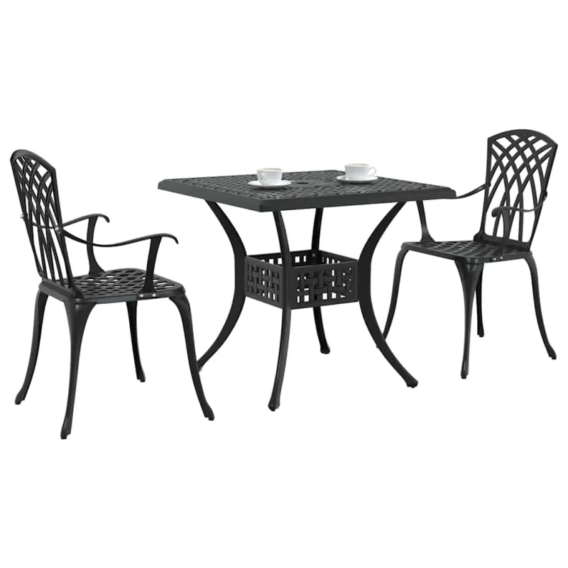 Sodo stalo komplektas 3 pcs Juoda Liejamasis aliuminis