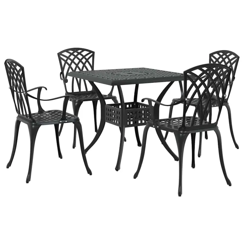 Sodo stalo komplektas 5 pcs Juoda Liejamasis aliuminis