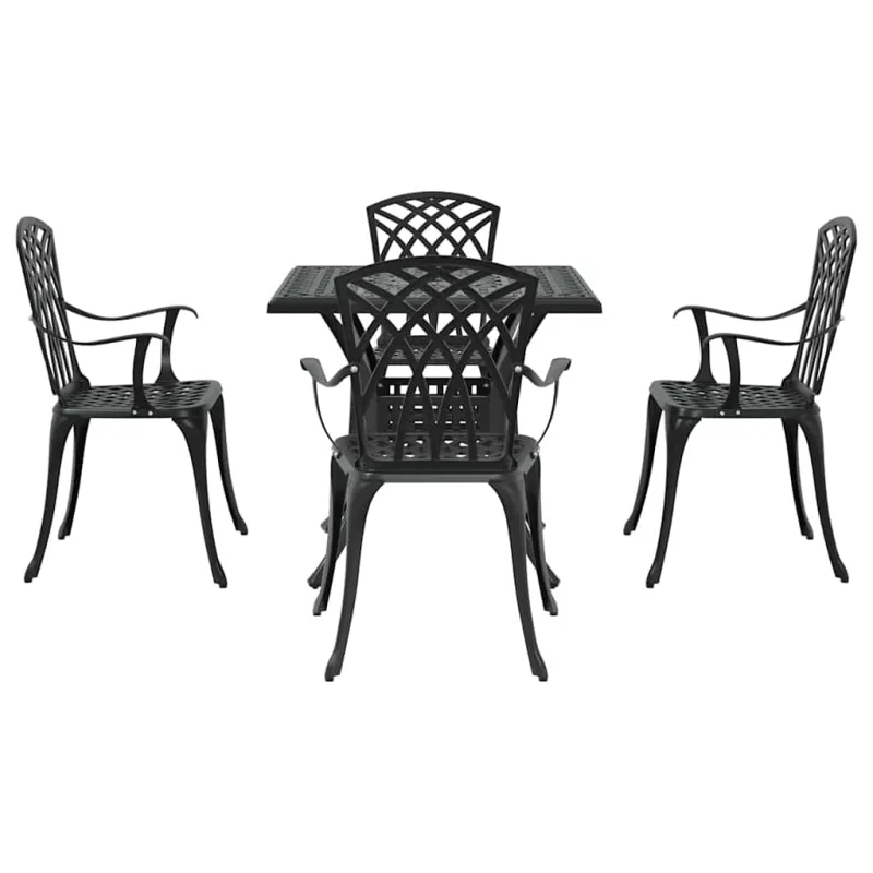 Sodo stalo komplektas 5 pcs Juoda Liejamasis aliuminis