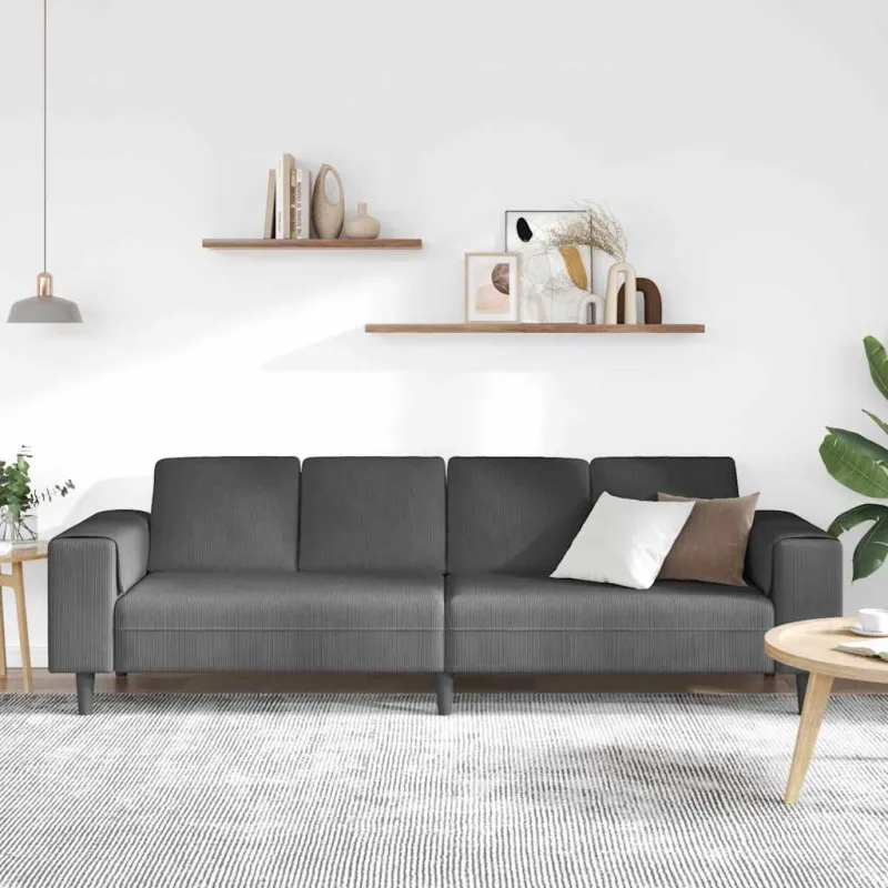 Sofa Tamsiai pilka 250 x 77 x 76 cm Kordūrinis audinys