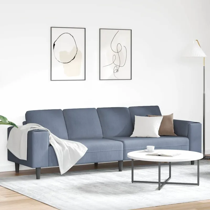 Sofa Mėlyna 250 x 77 x 76 cm Kordūrinis audinys