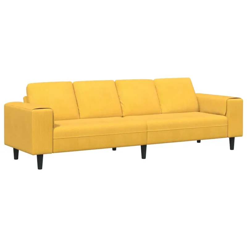 Sofa Šviesi geltona 250 x 77 x 76 cm Kordūrinis audinys