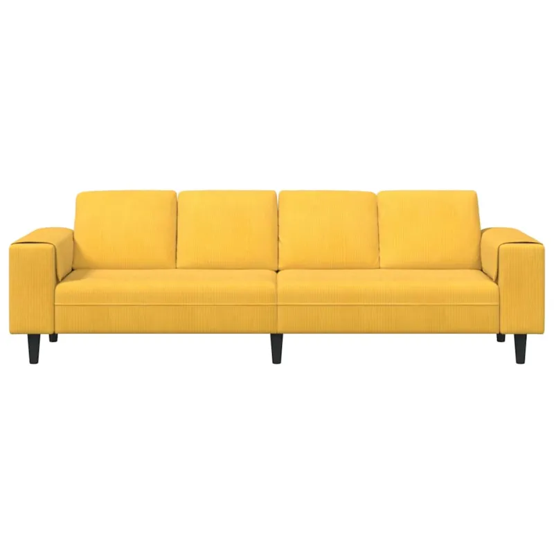 Sofa Šviesi geltona 250 x 77 x 76 cm Kordūrinis audinys