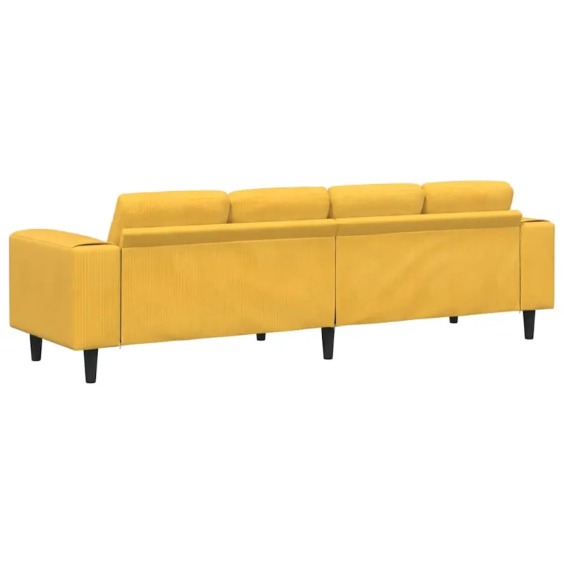 Sofa Šviesi geltona 250 x 77 x 76 cm Kordūrinis audinys