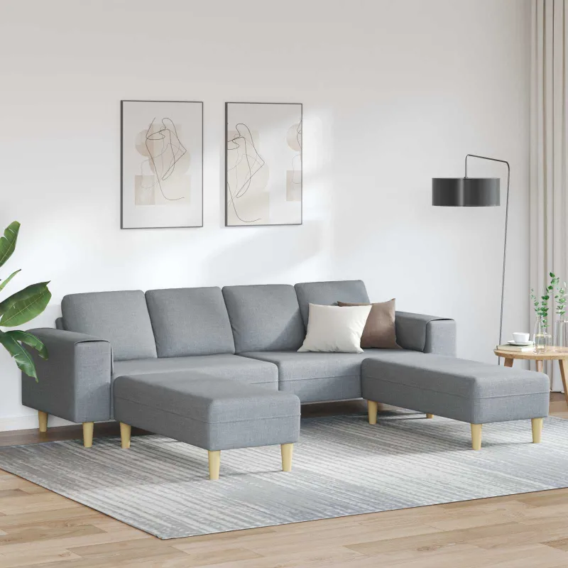 Svetainės sofa 3 pcs Šviesiai pilka Poliesteris