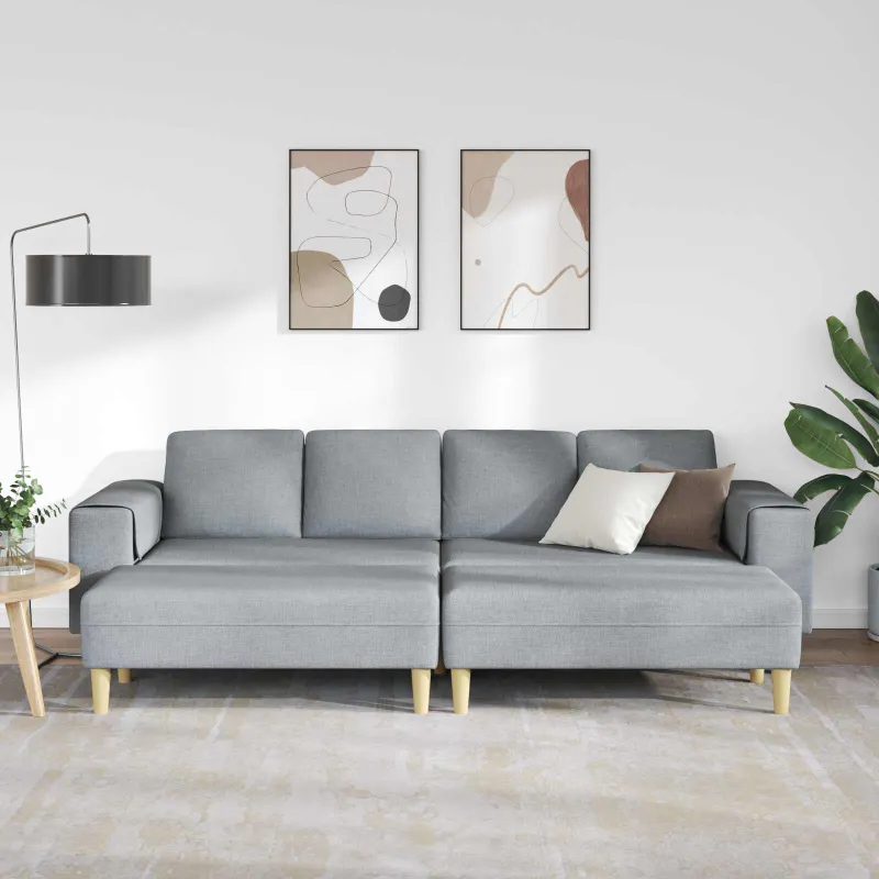 Svetainės sofa 3 pcs Šviesiai pilka Poliesteris