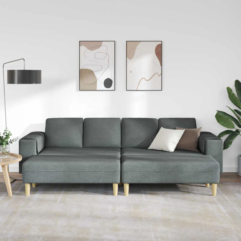 Svetainės sofa 3 pcs Tamsiai pilka Poliesteris