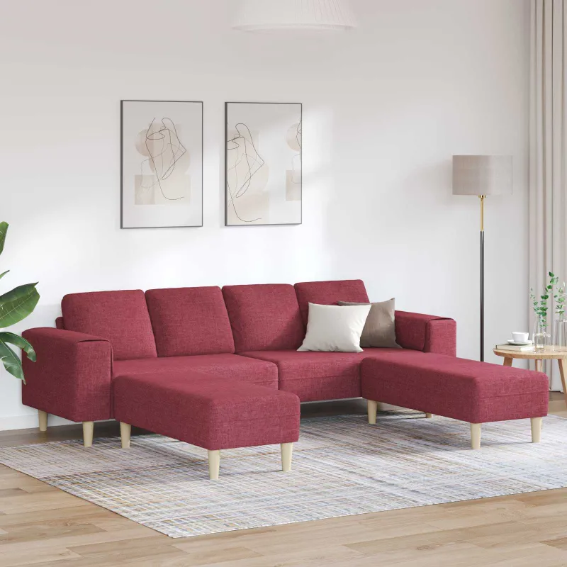 Svetainės sofa 3 pcs Vyno raudona 250 x 188 x 76 cm Poliesteris