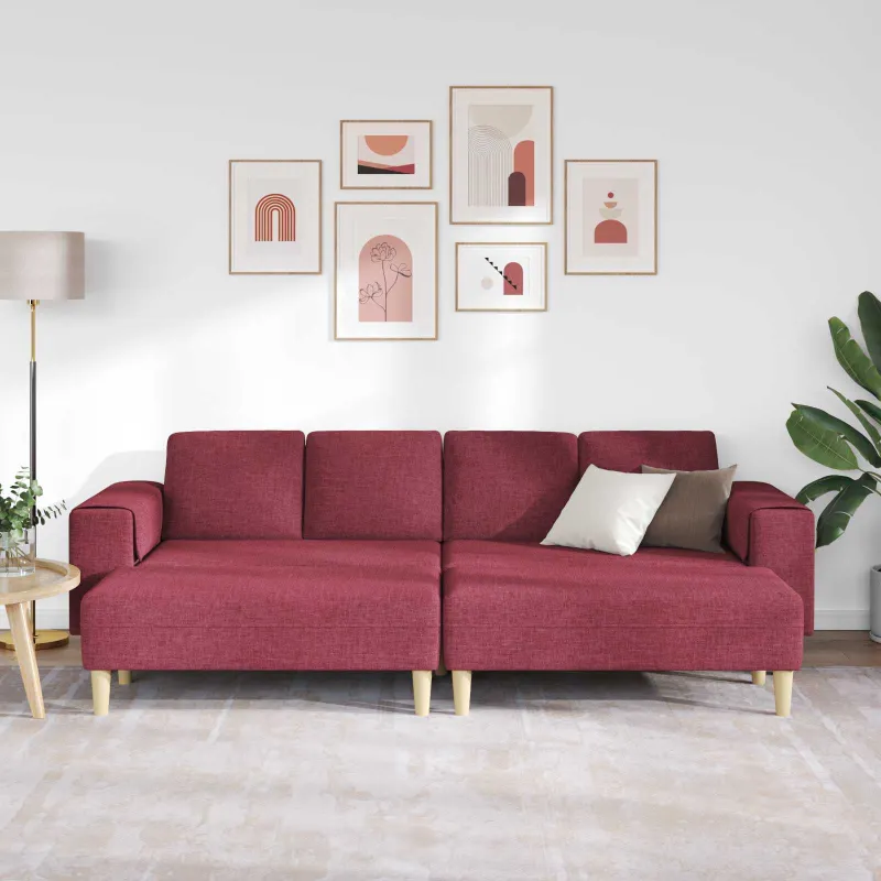 Svetainės sofa 3 pcs Vyno raudona 250 x 188 x 76 cm Poliesteris