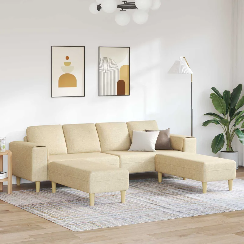 Svetainės sofa 3 pcs Kreminė Poliesteris