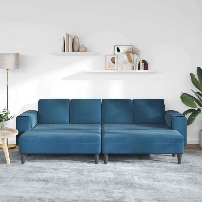 Svetainės sofa 3 pcs Mėlyna 250 x 188 x 76 cm