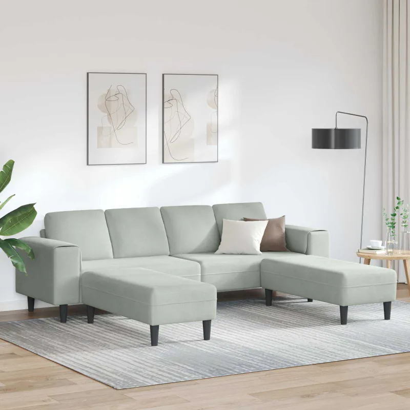 Svetainės sofa 3 pcs Šviesiai pilka 250 x 188 x 76 cm