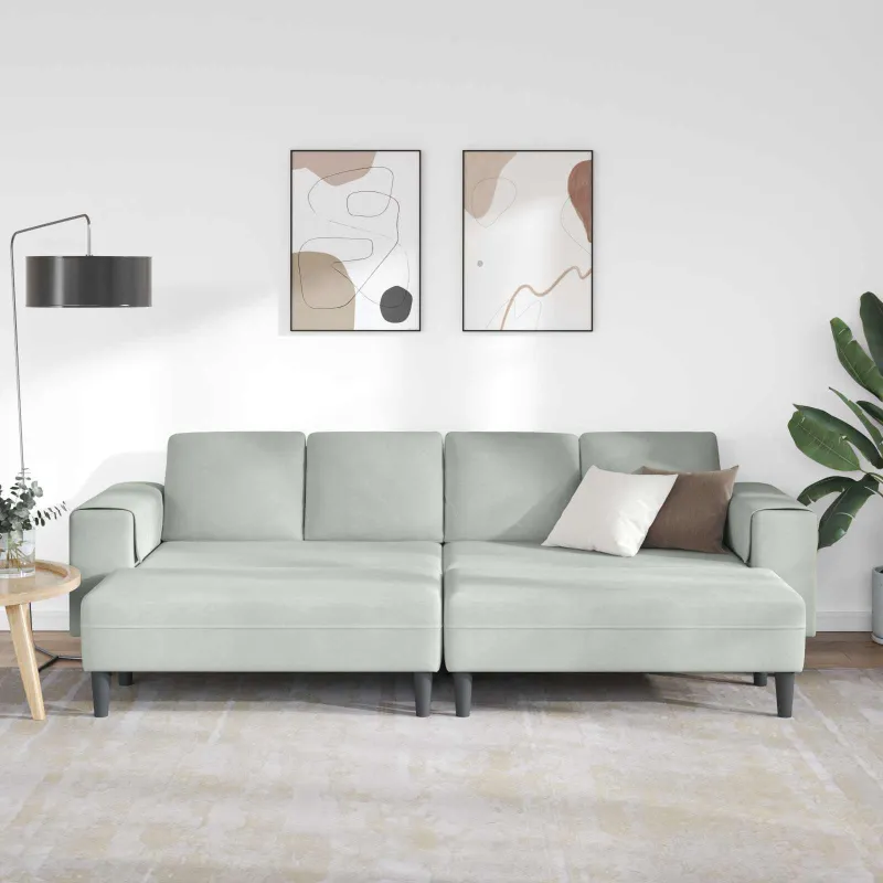 Svetainės sofa 3 pcs Šviesiai pilka 250 x 188 x 76 cm