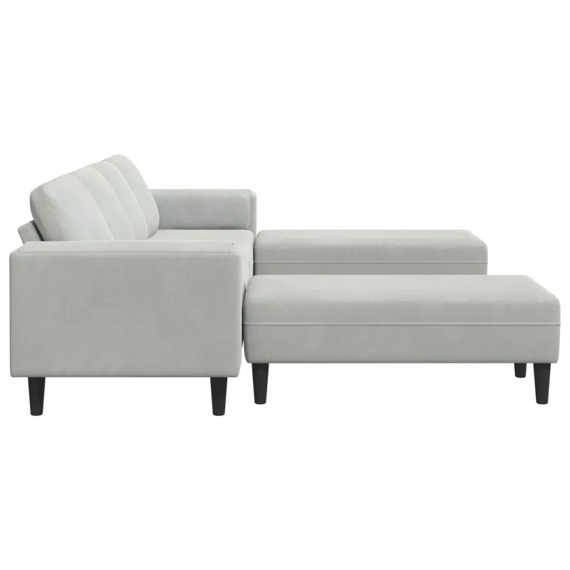Svetainės sofa 3 pcs Šviesiai pilka 250 x 188 x 76 cm