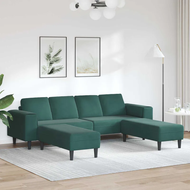 Svetainės sofa 3 pcs Tamsiai žalia 250 x 188 x 76 cm