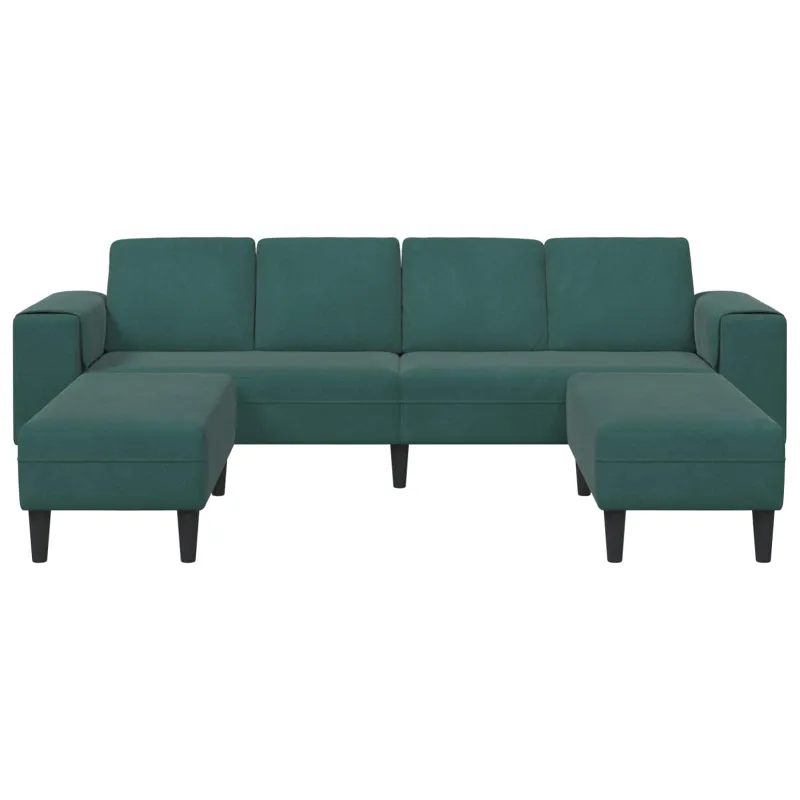 Svetainės sofa 3 pcs Tamsiai žalia 250 x 188 x 76 cm