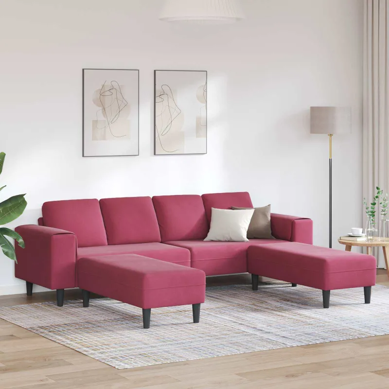Svetainės sofa 3 pcs Vyno raudona 250 x 188 x 76 cm