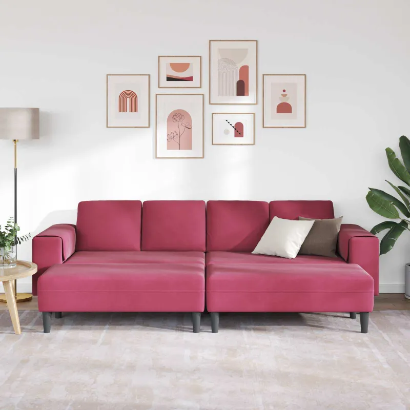 Svetainės sofa 3 pcs Vyno raudona 250 x 188 x 76 cm
