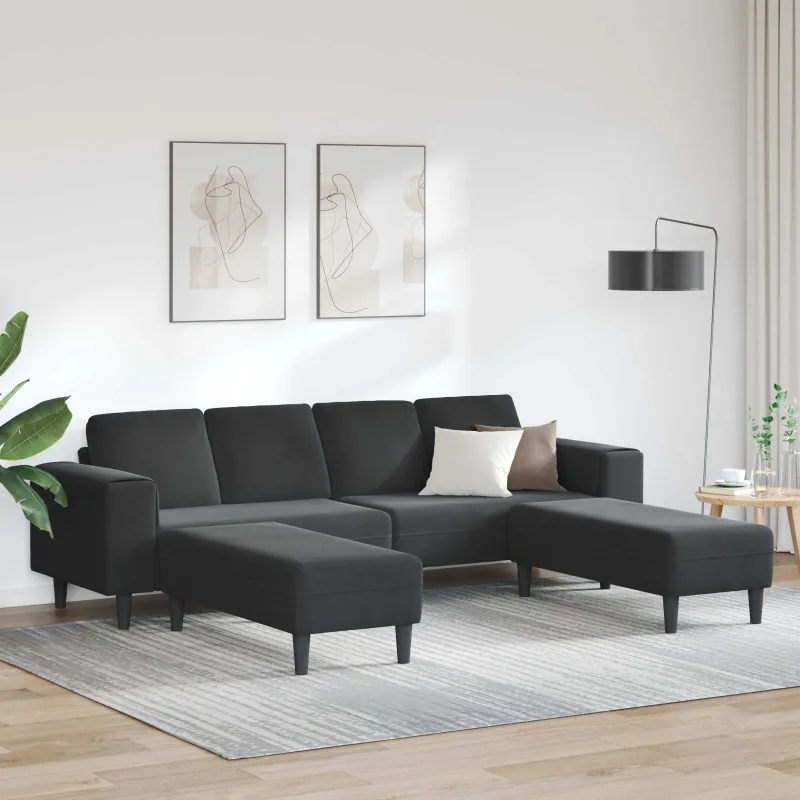 Svetainės sofa 3 pcs Juoda 250 x 188 x 76 cm