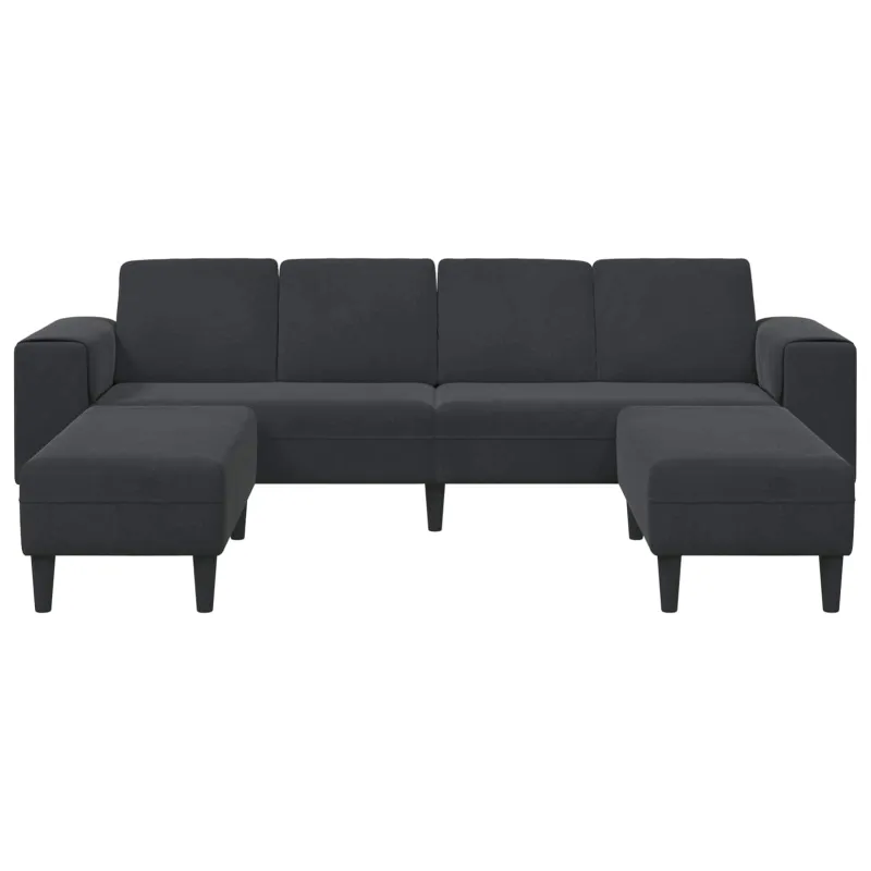 Svetainės sofa 3 pcs Juoda 250 x 188 x 76 cm