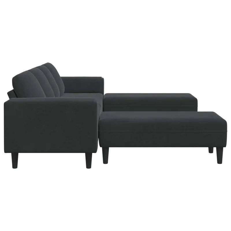 Svetainės sofa 3 pcs Juoda 250 x 188 x 76 cm