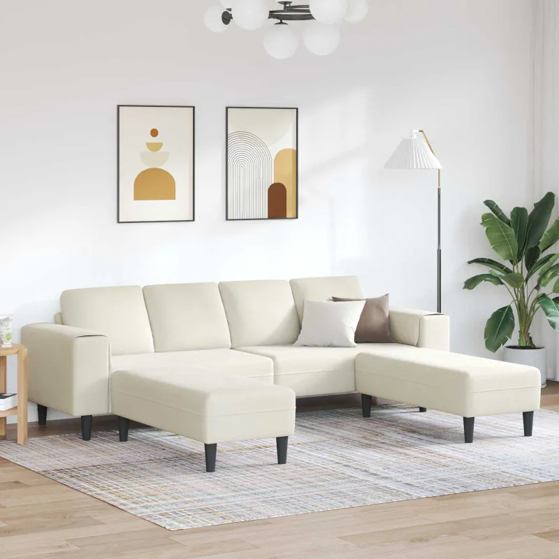 Svetainės sofa 3 pcs Kreminė 250 x 188 x 76 cm