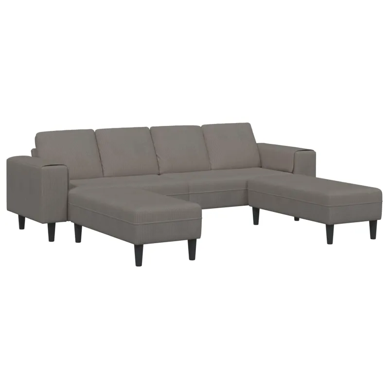 Sofa Šviesiai pilka 250 x 188 x 76 cm Kordūrinis audinys