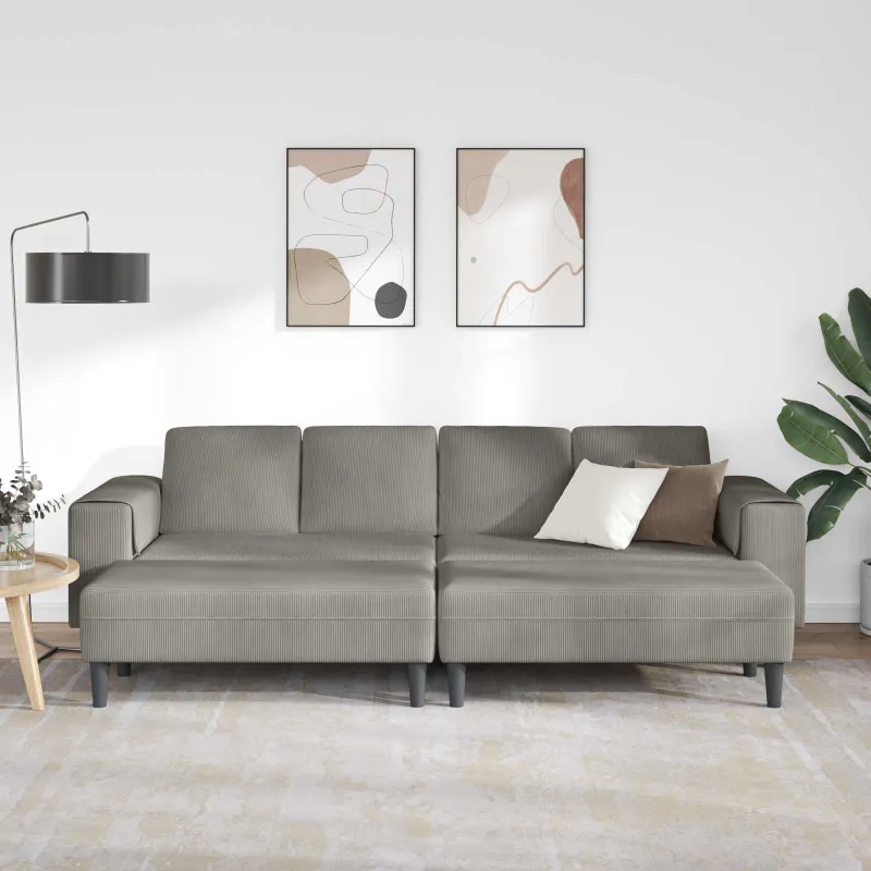 Sofa Šviesiai pilka 250 x 188 x 76 cm Kordūrinis audinys