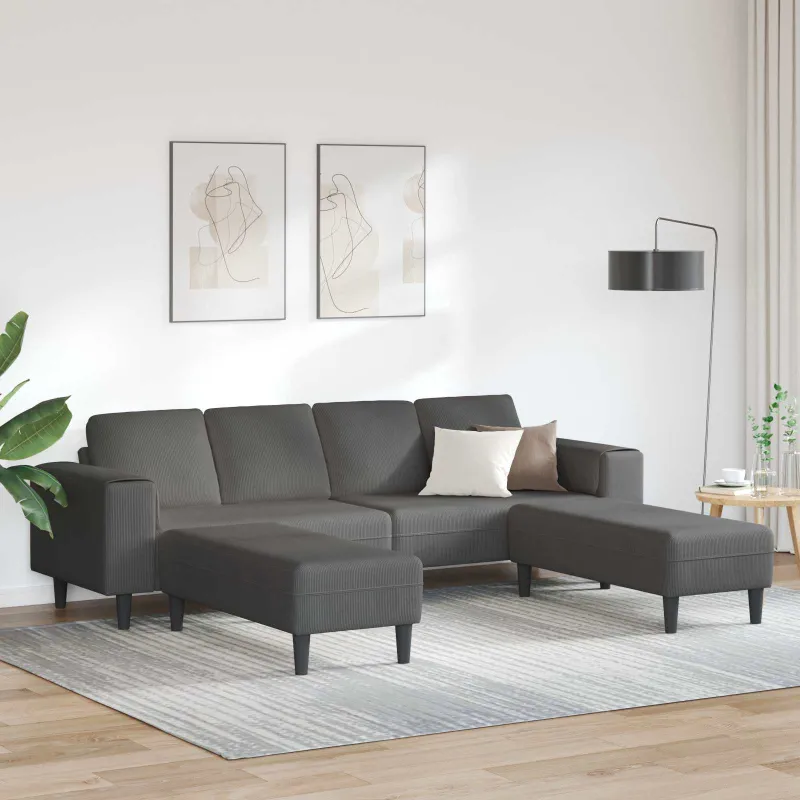 Sofa Tamsiai pilka 250 x 188 x 76 cm Kordūrinis audinys