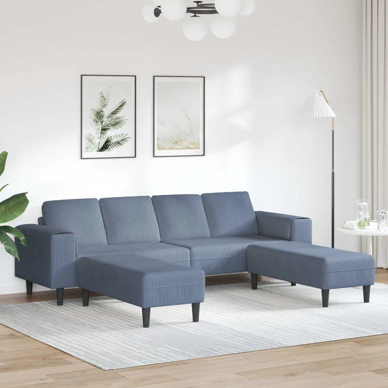 Sofa Mėlyna 250 x 188 x 76 cm Kordūrinis audinys