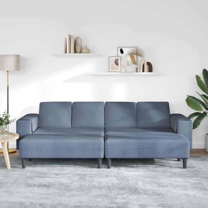 Sofa Mėlyna 250 x 188 x 76 cm Kordūrinis audinys