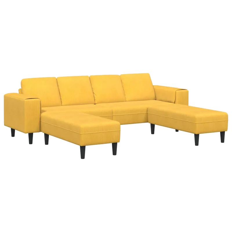 Sofa Šviesi geltona 250 x 188 x 76 cm Kordūrinis audinys