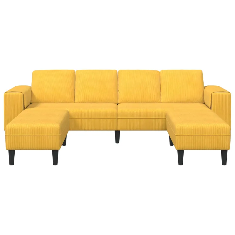 Sofa Šviesi geltona 250 x 188 x 76 cm Kordūrinis audinys