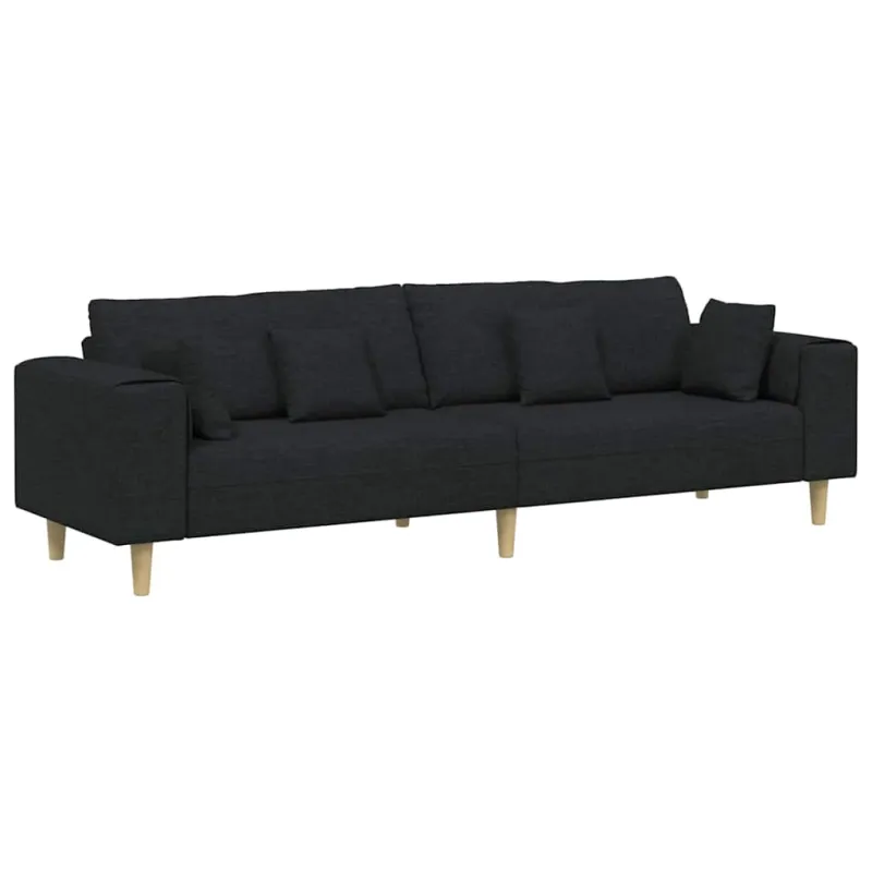 Sofa su pagalve Juoda 250 x 77 x 76 cm audinys