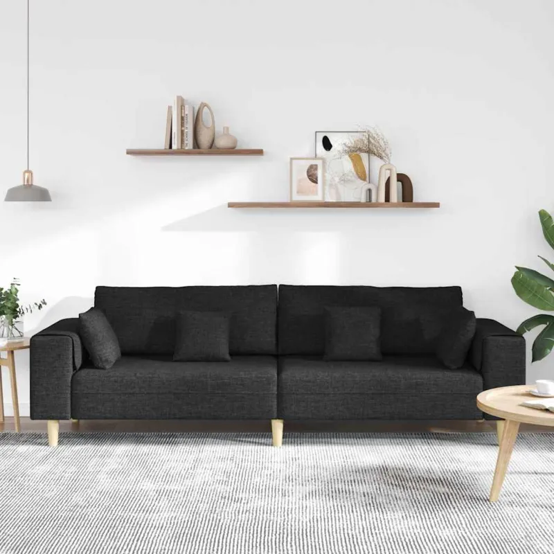 Sofa su pagalve Juoda 250 x 77 x 76 cm audinys