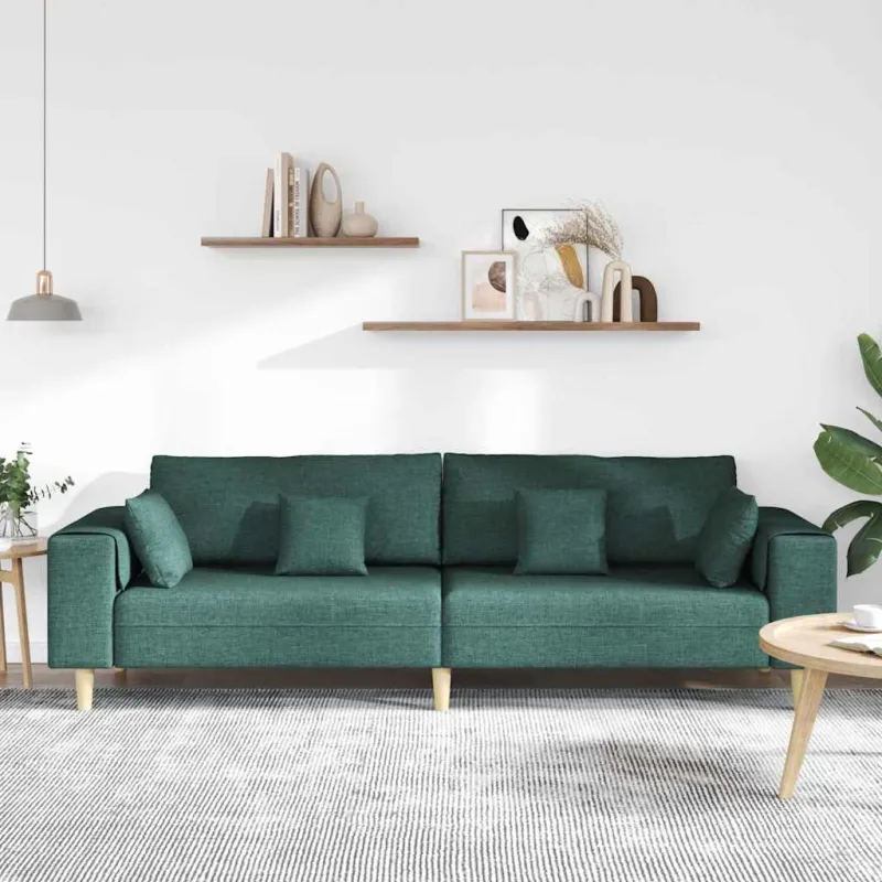 Sofa su pagalve Tamsiai žalia 250 x 77 x 76 cm audinys